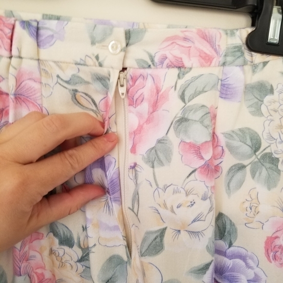 VINTAGE Margaret Smith Floral Midi A-line Skirt Size Vint 10 - Picture 5 of 10